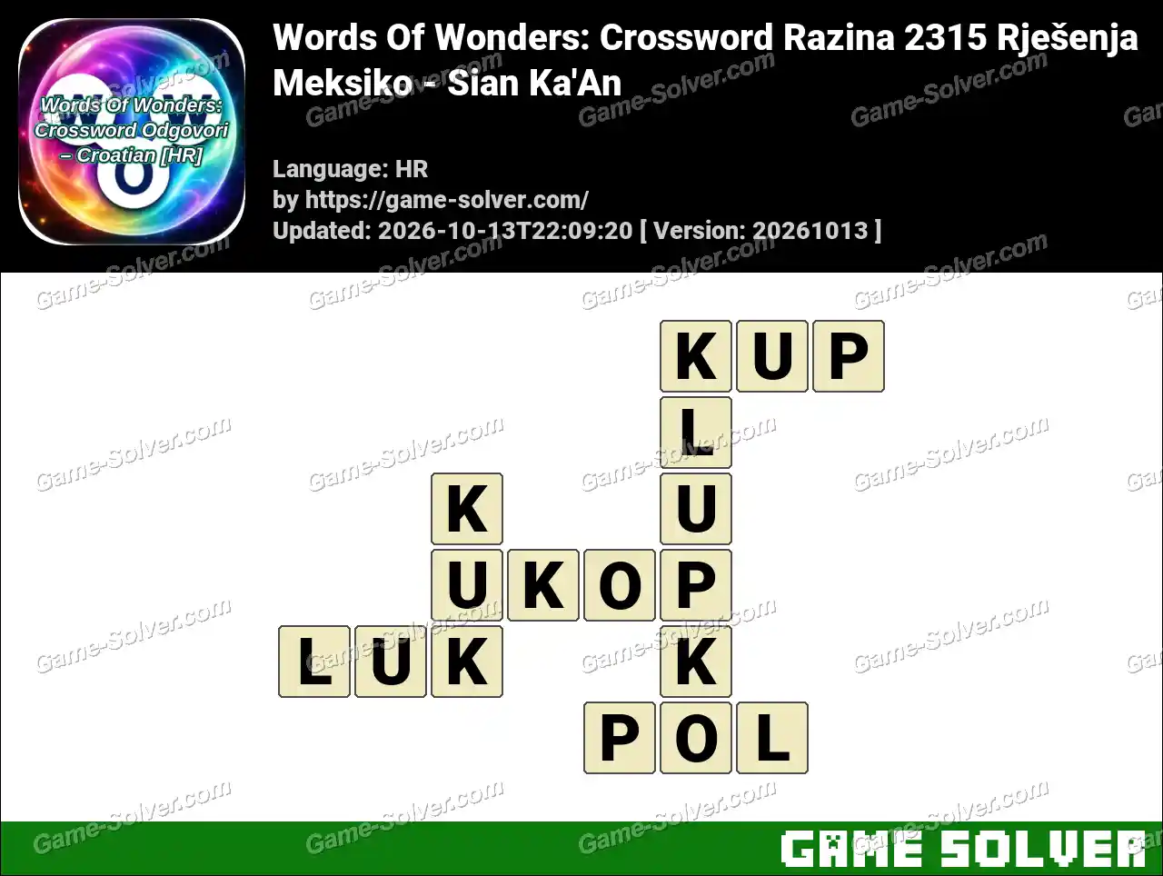 Words Of Wonders: Crossword Razina 2315 Rješenja – Meksiko – Sian Ka’An